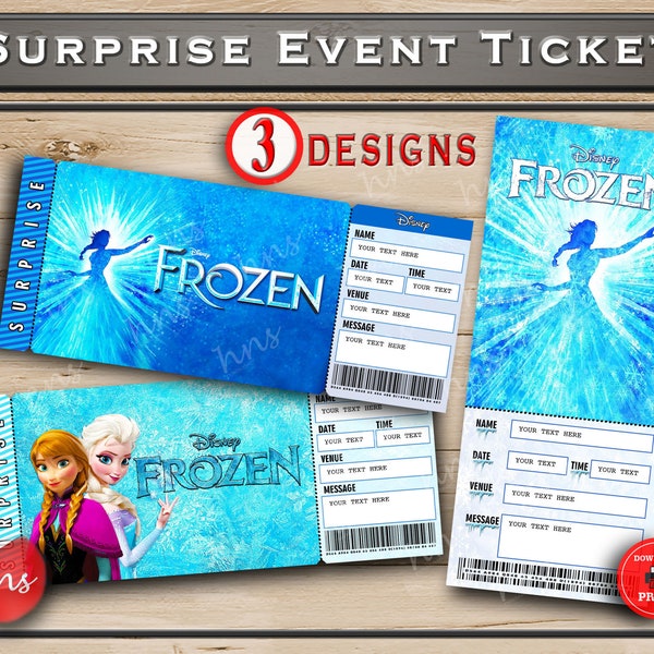 Frozen Printable Broadway Surprise Ticket. Editable Musical Theatre Faux Event Admission Souvenir Keepsake. PDF Download Word