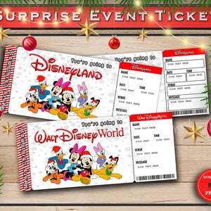Weihnachten Disneyland druckbare Überraschungskarte. Bearbeitbares Musiktheater Faux Event Eintritt Souvenir Andenken. PDF Download Word