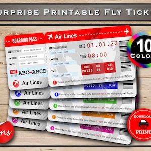 EDITABLE and PRINTABLE Surprise Airline ticket, Boarding Ticket Template, Surprise Holiday Ticket