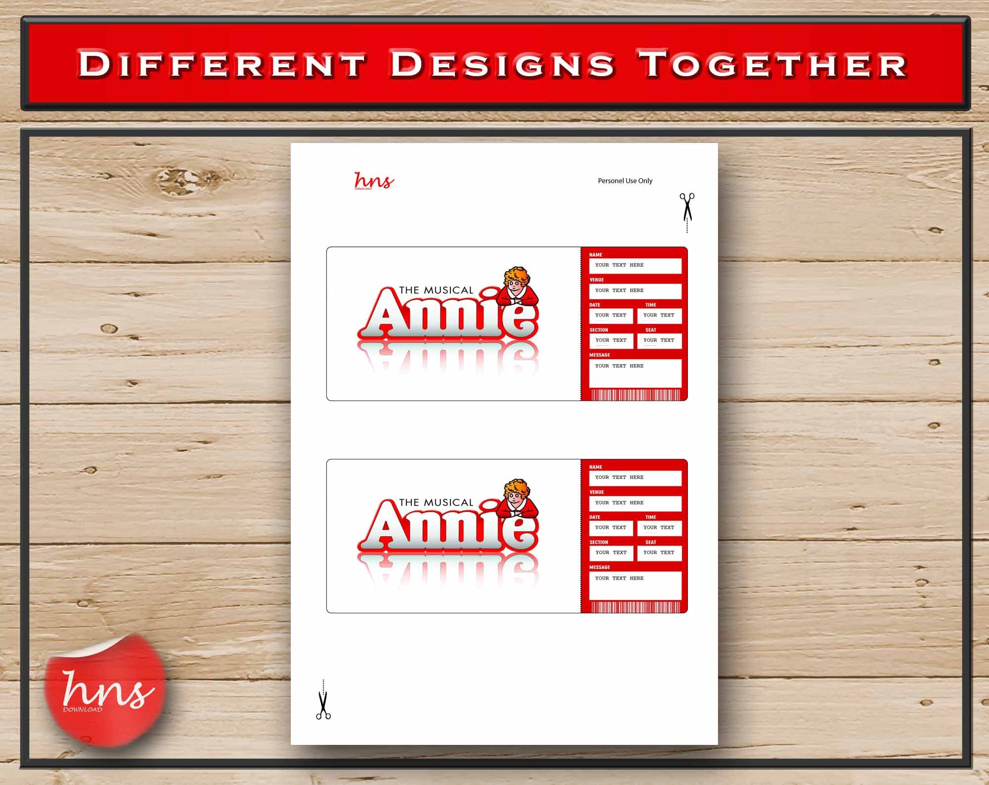 Annie Printable Broadway Surprise Ticket. Editable Musical Theatre Faux ...