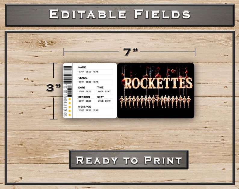Fake Rockets Ticket Template Rockettes Broadway Surprise Ticket: Editable Event Souvenir (PDF ...