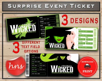 Wicked Broadway Surprise Ticket: Editable Theatre Gift (PDF & Word)