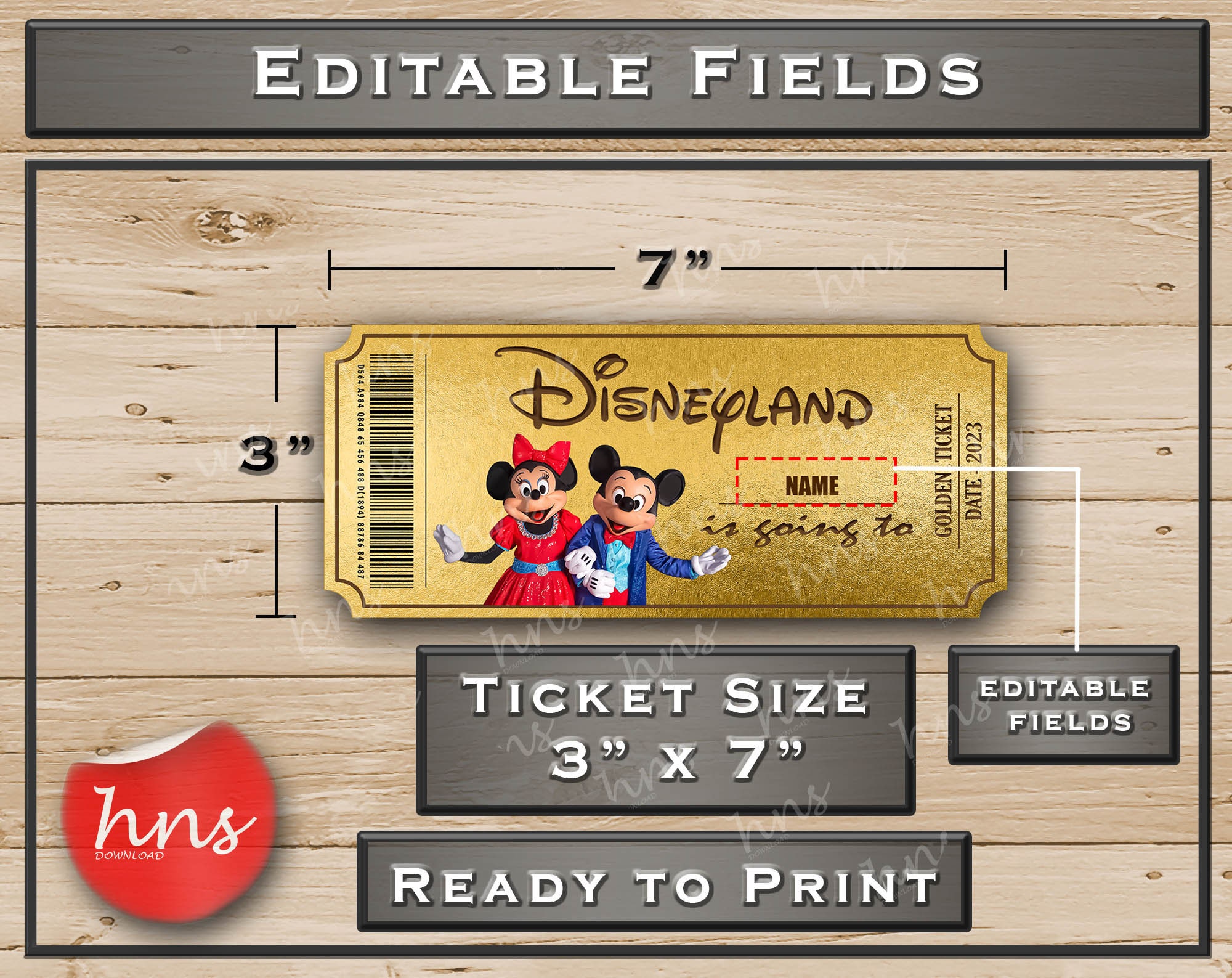 Disneyland Golden Printable Surprise Ticket. Editable Musical Theatre ...