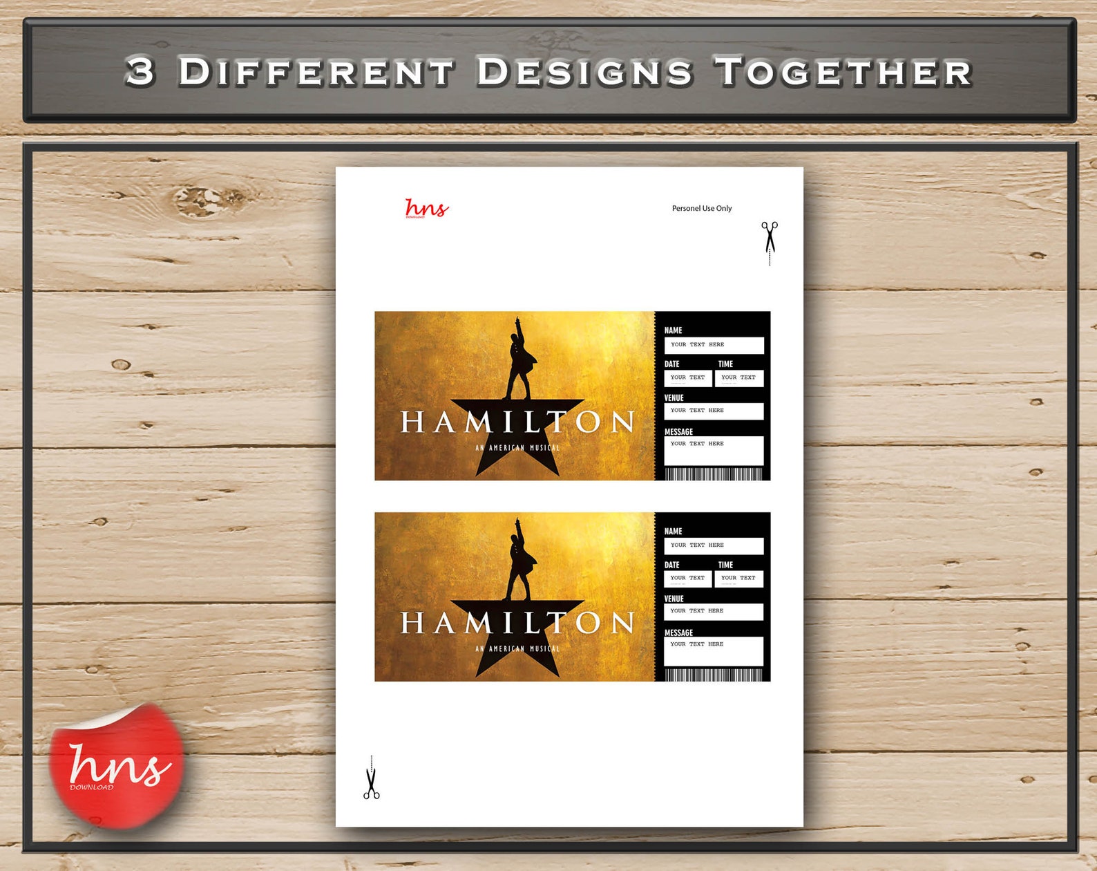 Hamilton Printable Broadway Surprise Ticket. Editable Musical Theatre ...