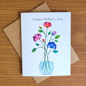 Tarjeta del Día de la Madre, Flores en Jarrón