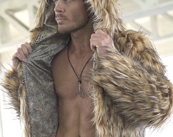 Dusty Fox Faux Fur Brown Warm Boho Disco Man Women Playa Wear