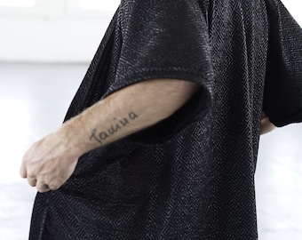 Black Festival Kimono Menswear, Urban Japanese Style Robe
