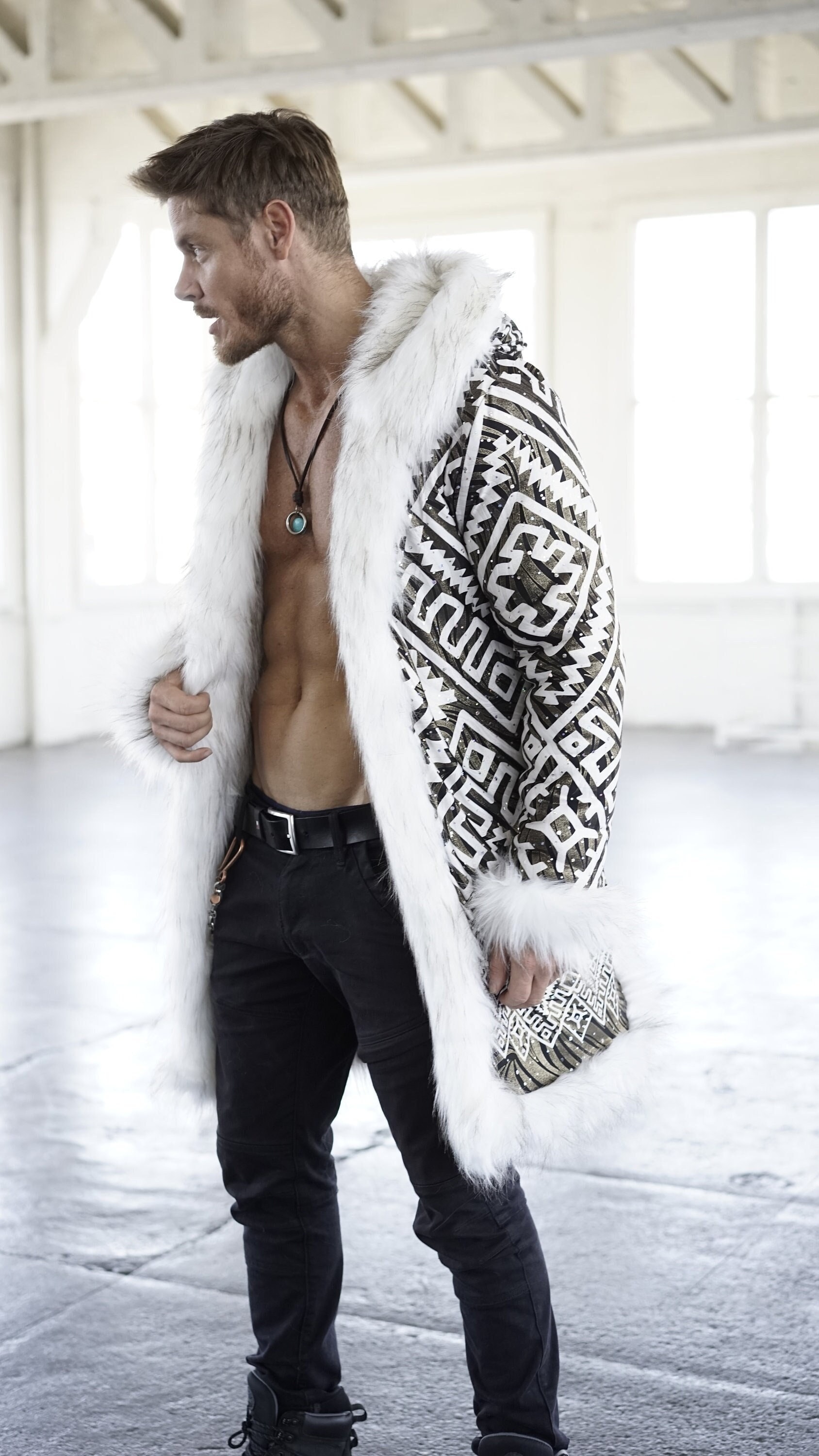 Tribal Faux Fur Festival Coat: Reversible Rave Jacket - Etsy