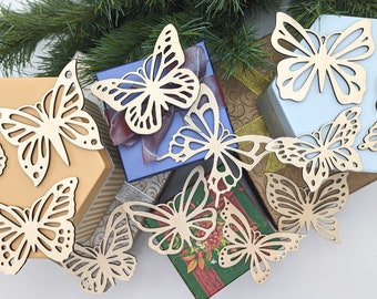 Set of 12 Laser Cut Wooden Butterfly Ornaments - 3.5 Inches Wide Perfect for Christmas, Weddings, and Crafts