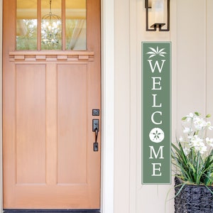 Personalized Custom Beach House Beach Home Coastal Retreat Front Porch PVC Vertical Welcome Sign Personalized All Weather 48x10