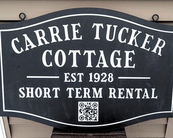 Custom QR Code Sign: Hand-Painted Weatherproof PVC, Airbnb Decor