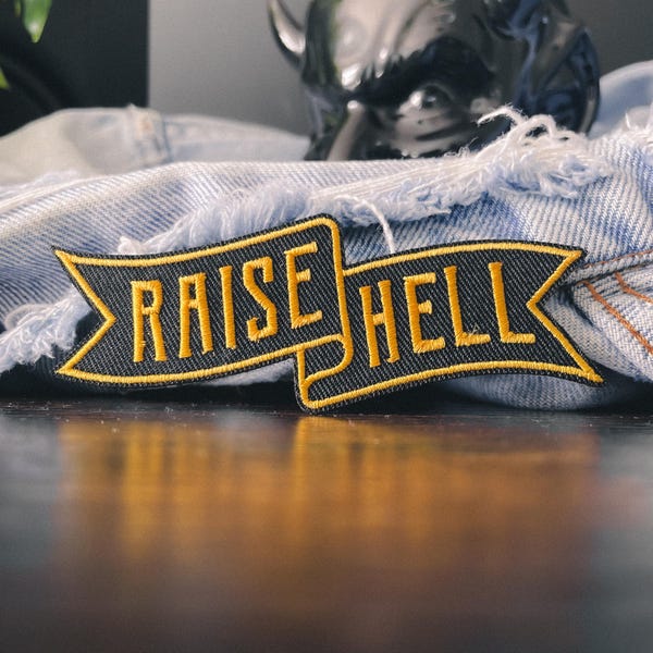 Raise Hell-lapp / DIY-broderad lapp Stryk-på punk goth-tatuering emo-motivmärke