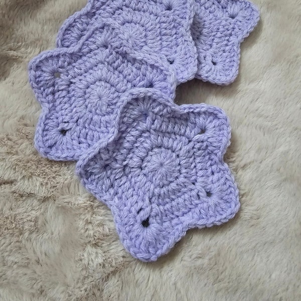 Purple Star Coaster Set - Handmade Crochet Drink Coasters . dessous de verre étoile violette