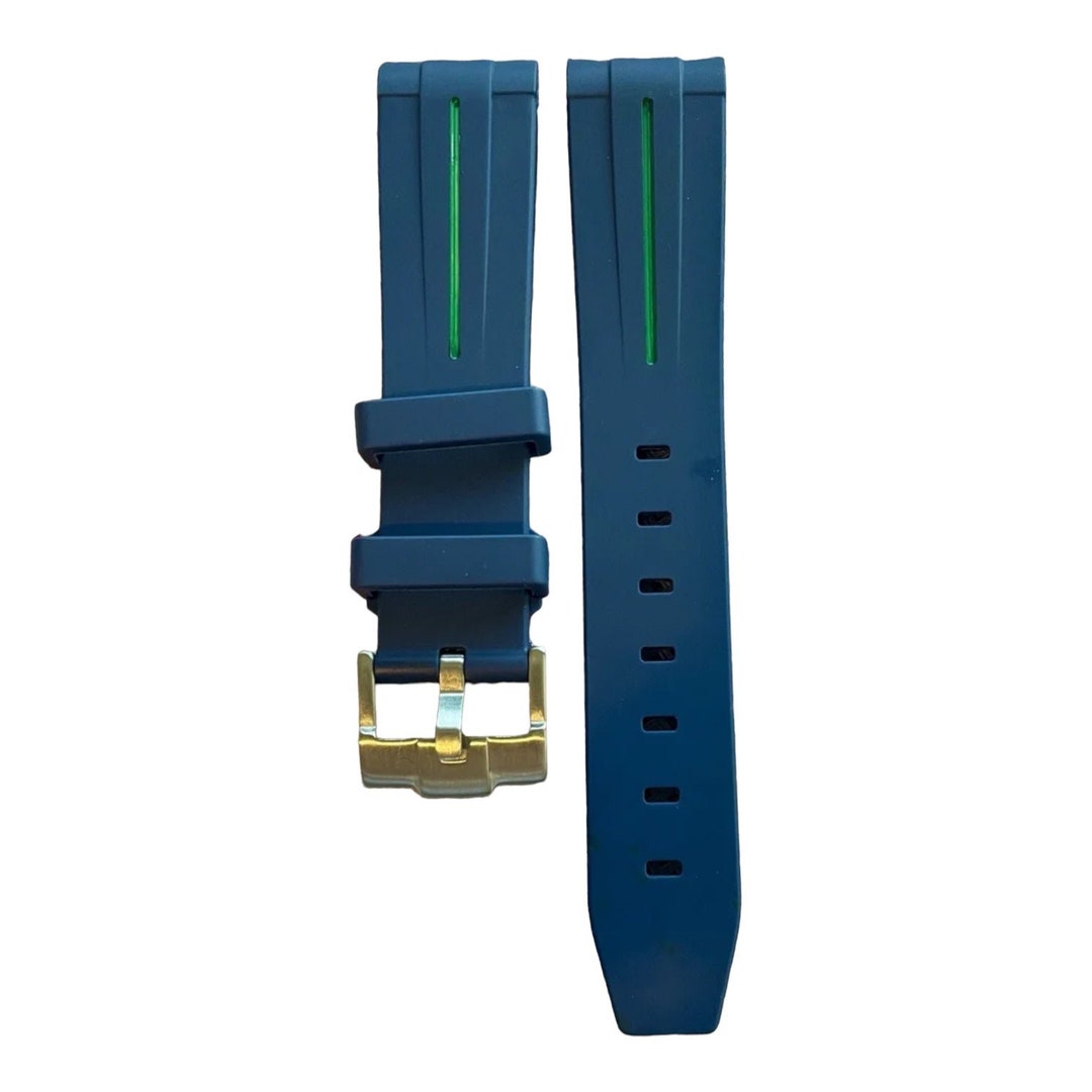 22mm Blue Vulcanized Rubber Strap Band Rolex 40mm Submariner Gmt Green