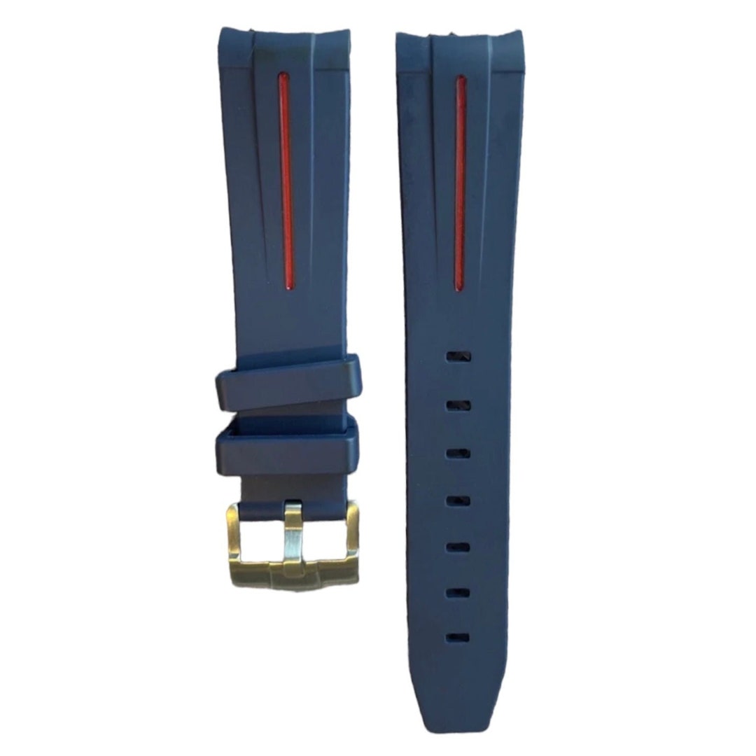 22mm BLUE Vulcanized RUBBER Strap Band Rolex 40mm Submariner RED Line