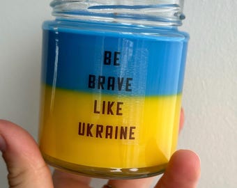 Ukraine Flag Hand-Poured Soy Candle, Blue Yellow Design, Support Ukraine Home Decor
