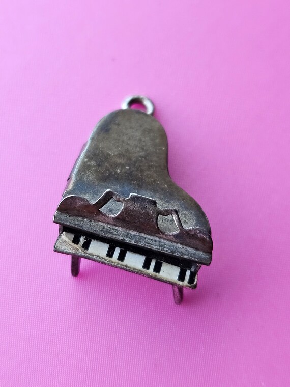 Vintage Piano Locket Charm Pendant Sterling Silver