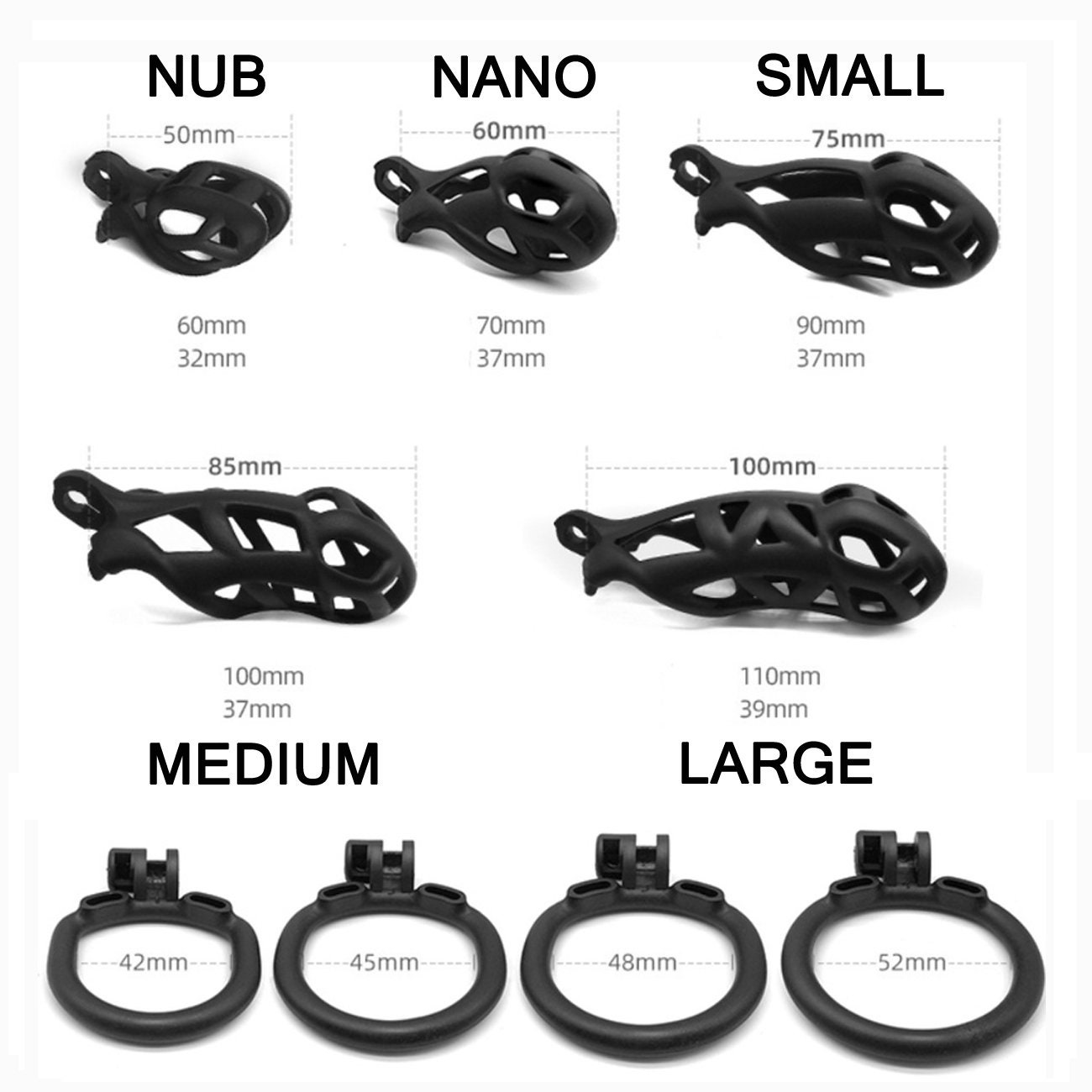CHASTITY DEVICE Cage Lock Kit With 4 Rings Keys Etsy