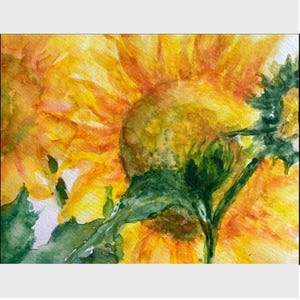 Triplet de cartes de correspondance Tournesol • Lot de 5 • Reproduction sur papier cartonné haut de gamme • Aquarelle originale par Mariangela