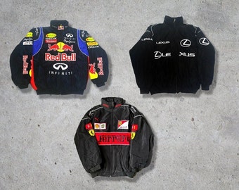 F1 Racing jacket StreetwearRacing Formula 1 Vintage unisex Y2K 90s Lexus Racing Street Style, Streetwear Jacket Oversized Red Bull Ferrari