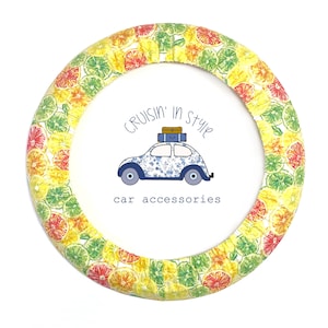 Citrus Fruit Steering Wheel Cover with Gripper Fabric