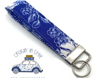 Blue Chinoiserie Patchwork Fabric Keychain