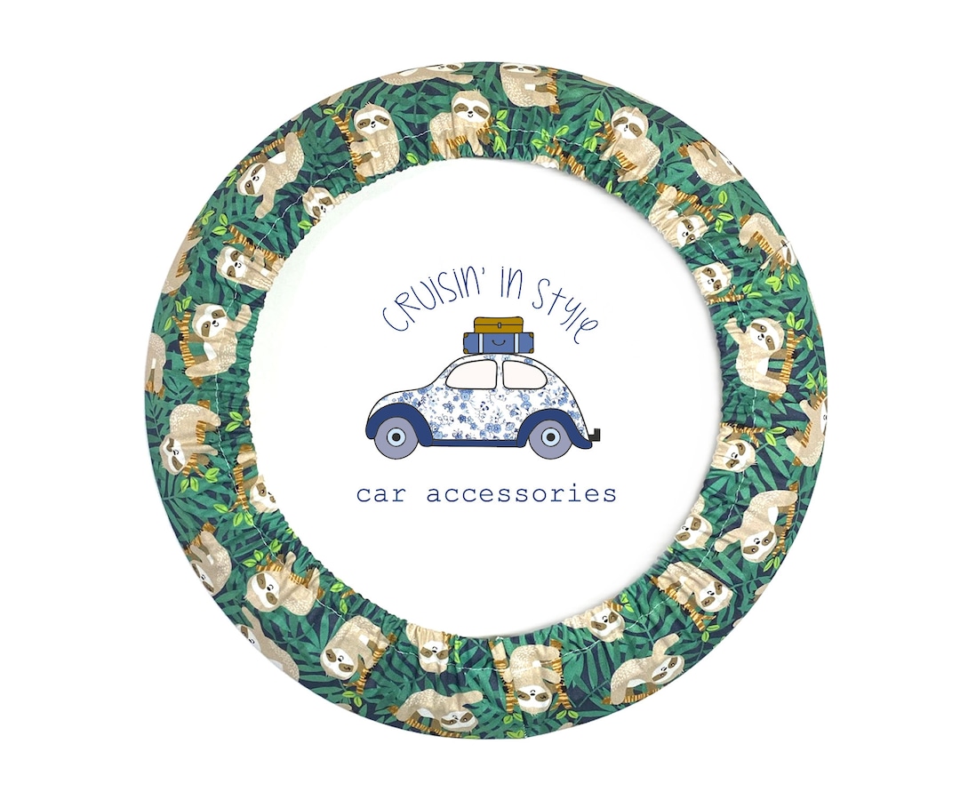 Happy Sloths Steering Wheel Cover With Gripper Fabric Etsy