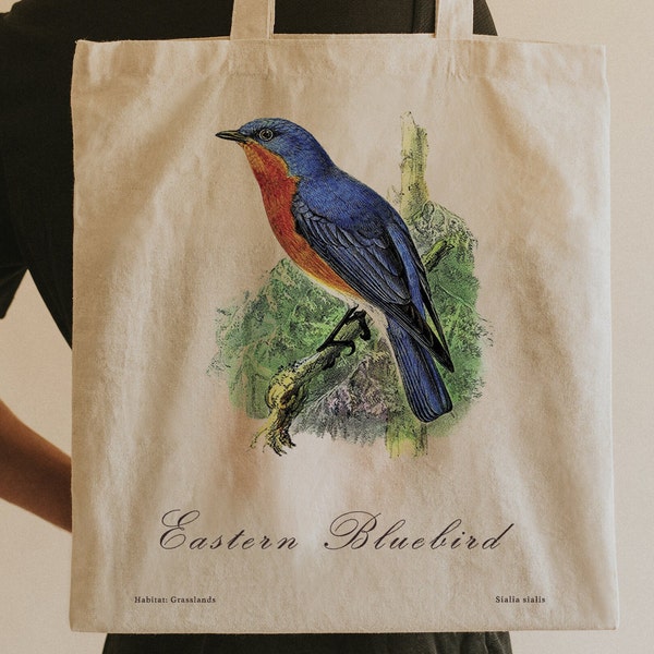 Tote Bag, Bird Tote Bag, Tote Bag Aesthetic, Bag, Canvas Tote Bag, Canvas Bag, Totebag, Cute Tote Bag, Tote, Eastern Bluebird