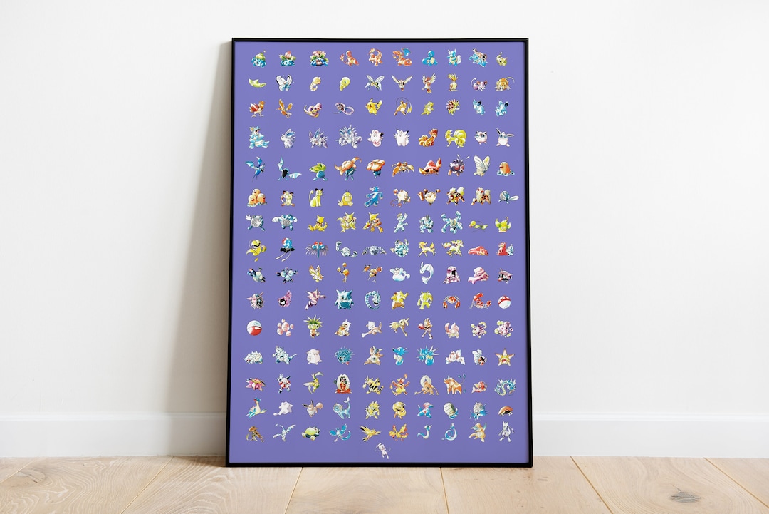Pokemon Ken Sugimori Original 151 Pocket Monsters Digital Wall Art