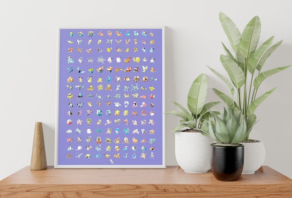 Pokemon Ken Sugimori Original 151 Pocket Monsters Digital Wall Art