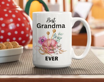 Best Grandma Ever Cute Coffee Cup, 15 oz Ceramic Gift Mug for Grandma, Mother's Day Sentimental Present for Grandmother From Grandchild