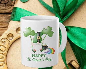 St. Patrick's Day Gnome Coffee Mug, 11 oz Ceramic Two-tone Mug