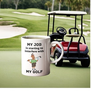 Sarcastic Golf Coffee Cup, Retirement Plan Fun Mug, 11 oz Ceramic Funny Golf Lover Gag Gift, Golf Novelty Gift, Dad Fun Golfer Gift Idea