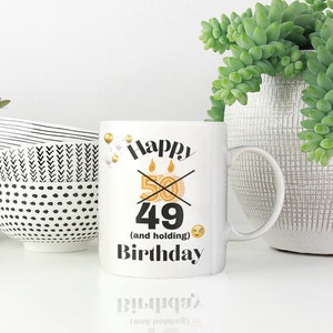 YHRJWN - 50th Birthday Gifts for Men Women, I Am 49 Plus Middle Finger Coffee Mug, Turning 50 Funny Birthday Gift Ideas for Friends Dad Coworker, White 11 Oz Mug with