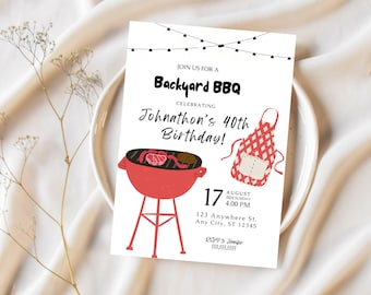 Backyard BBQ Birthday Any Age Invitation, Summer Grill Cookout Invite, BBQ Birthday Party Invite, Barbeque Summer Party, Chill BBQ Gathering