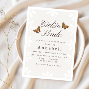 Talavera Butterfly Baby Shower Invite: Mexican Fiesta (Digital Download)