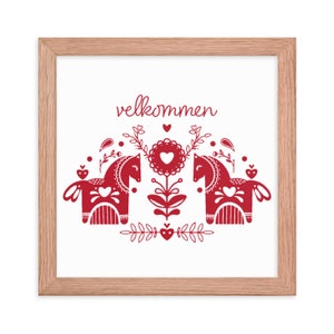 PRINTED Velkommen Sign (Personalized Option), Norwegian Danish Art Print, Scandinavian Folk Art, Welcome Sign
