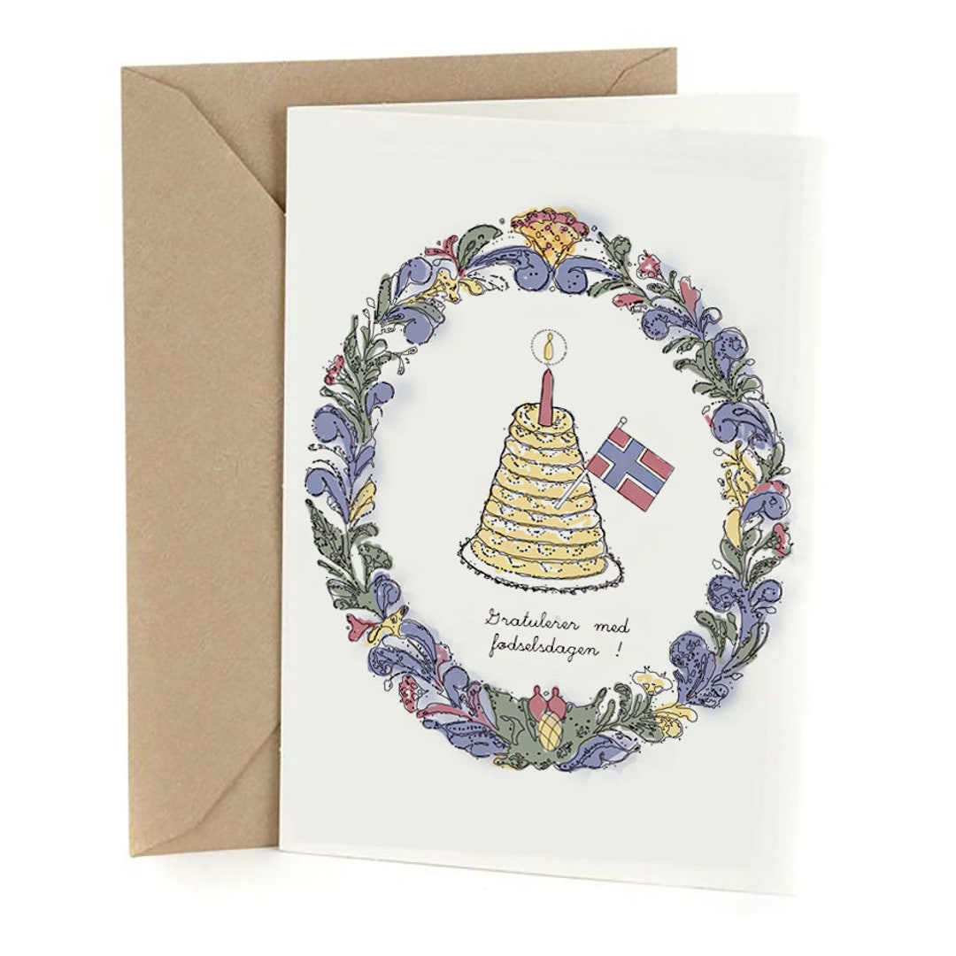 Buy DIGITAL PRINT Norwegian Birthday Card, Gratulerer Med Fødselsdagen,  Instant Download, Hand Sketch, Digital File Online in India - Etsy, image size:1080x1080