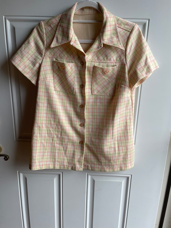 Vintage 70’s spring shirt jacket in pink, cream an
