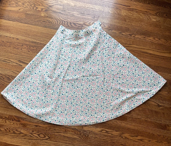 70’s floral a-line pink and blue skirt - image 1