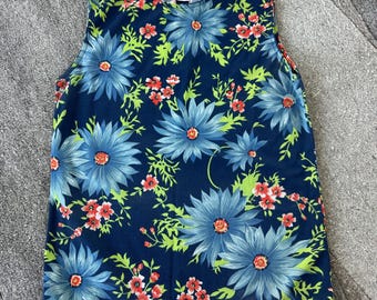 vtg navy floral tank top blouse size Medium