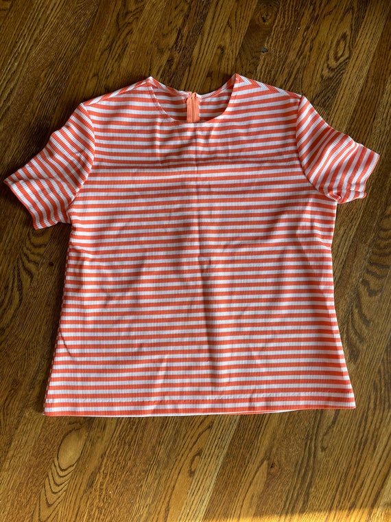 Vintage 70’s orange and white striped t-shirt wit… - image 1