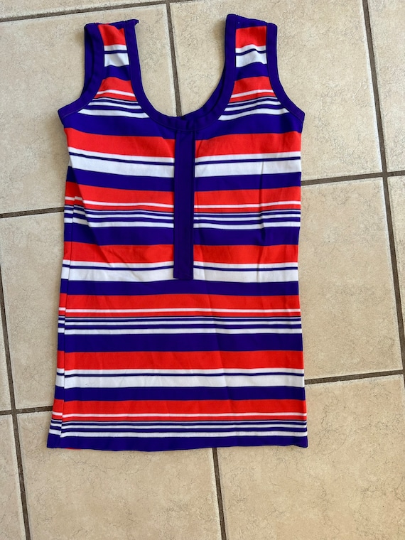 vintage womens purple striped tank top size small