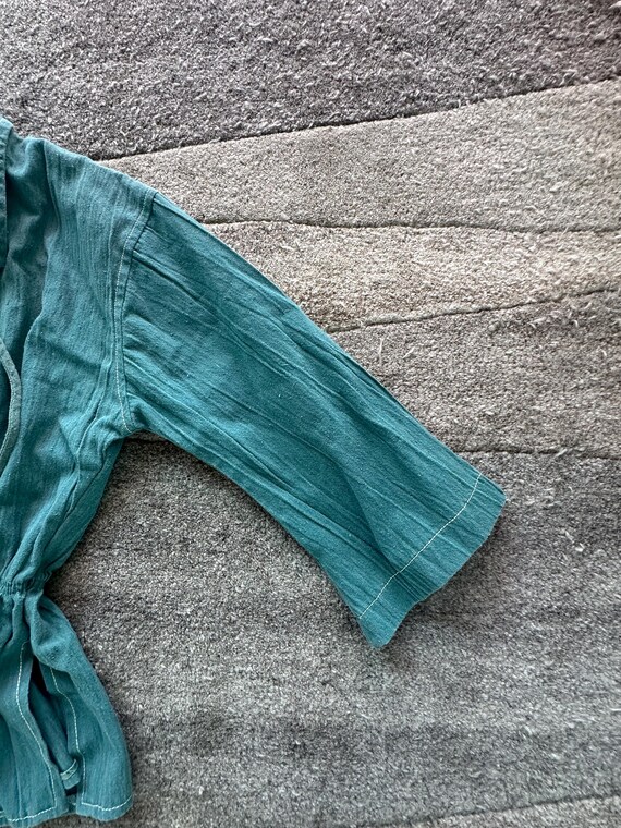 70’s bohemian style forest green lace up top sz S View 4