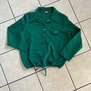 Vintage forest green long sleeve shirt with drawstring hem size XL