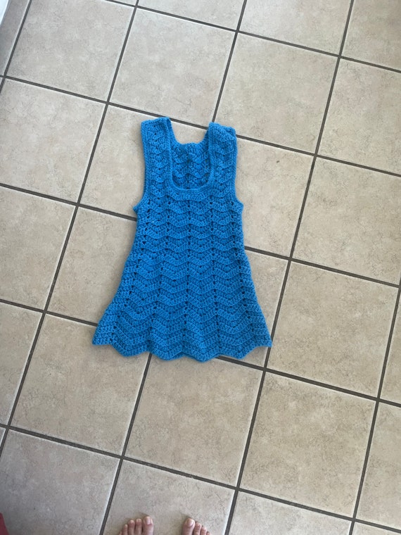 70’s blue crocheted tank top