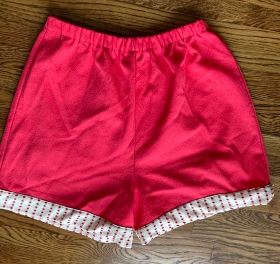 Vintage 1970’s red shorts with red and white polk… - image 1