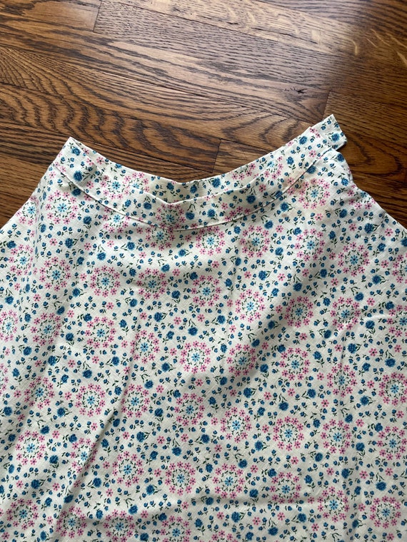 70’s floral a-line pink and blue skirt - image 3