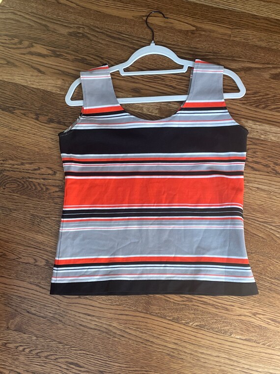Vintage 70’s orange,gray and black striped tank t… - image 5