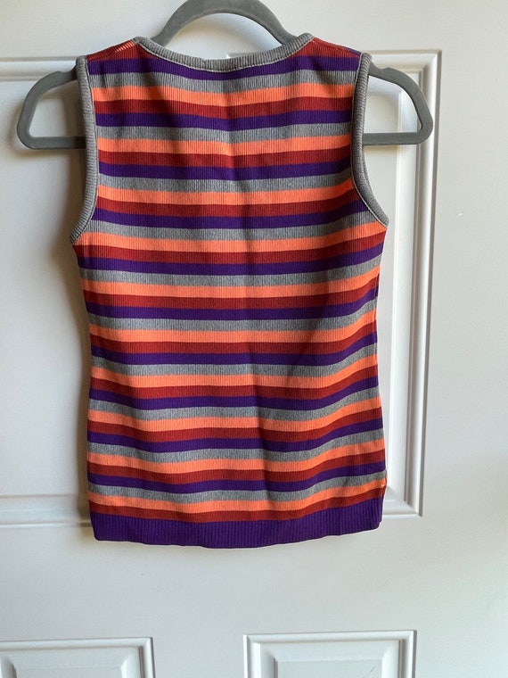 Purple, gray and orange striped tank top from 197… - image 2